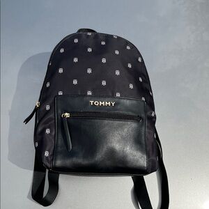 Tommy Hilfiger Black Backpack with White Logo